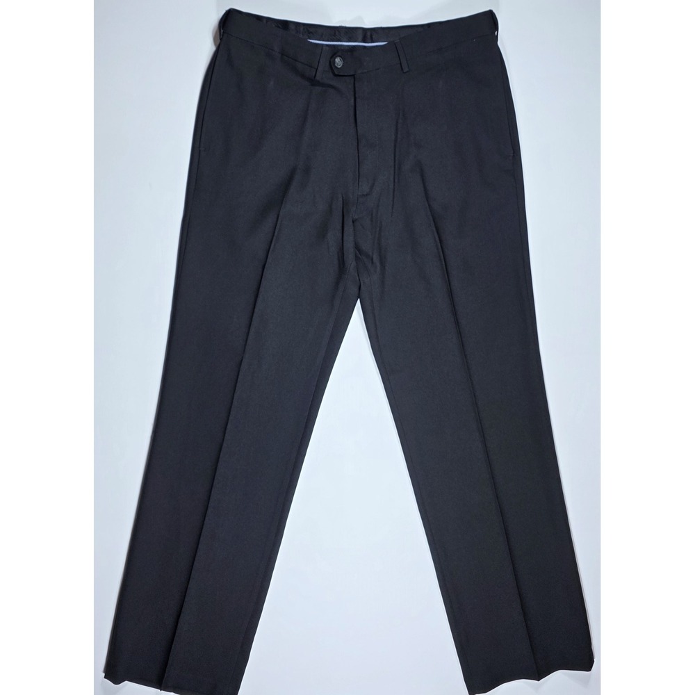 Haggar Men's Eclo Stria Classic Fit Dress Pants Black 36x32
